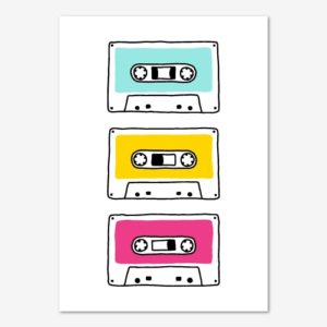 Färgglad tavla för barn med retro kassettband