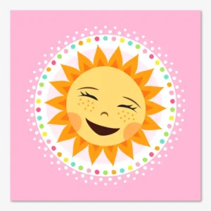 Glad barntavla med skrattande sol