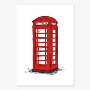 Tavla med brittisk röd telefonautomat