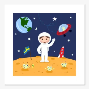 Grafiskt tryck för barn med rymdmotiv